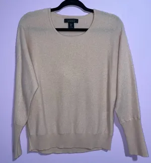 Tahari Cashmere Sweater Soft Pink Women M Contemporary Minimalist Office Modest thumbnail 1