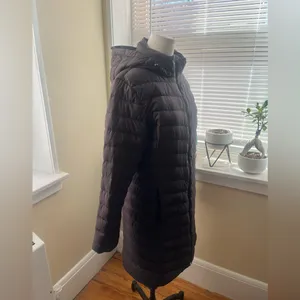 Patagonia Women’s black hooded long down puffer full zip jacket size M thumbnail 5