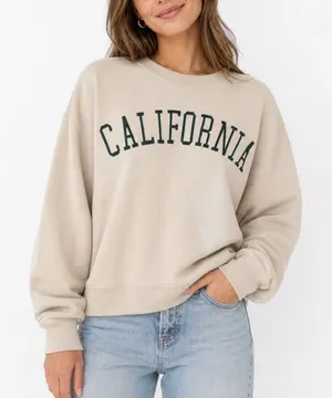 Reflex California Graphic Sweatshirt Tan Beige Green Arch Logo Crewneck Medium thumbnail 1