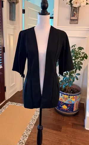 Milly Penzance NWOT Chic Open-Front Open 3/4 Sleeve Black Blazer Cardigan thumbnail 1