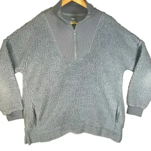 Aerie‎ Women’s Light Blue Dream Sherpa Quarter Zip Oversized Cozy Sweatshirt S thumbnail 1