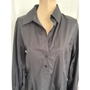 Madewell $138 Seamed Long-Sleeve Mini Shirtdress in Poplin Black Size 8 NV025 thumbnail 5