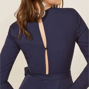 REFORMATION Maurita Danube Navy Blue Wrap Long Sleeve Dress Size 4 NEW thumbnail 12