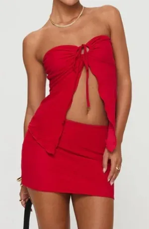 Princess Polly Vibrant Red Strapless Top thumbnail 1