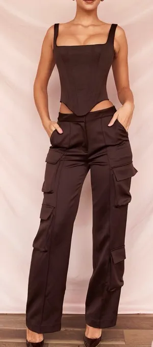 Host‎ of cb Daria cargo chocolate trousers pants NWOT size XS thumbnail 1