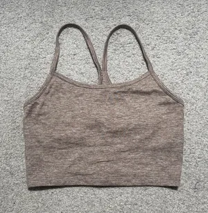 OFFLINE by Aerie Heathered Tan The Hugger Recharge Least Support Sports Bra thumbnail 1