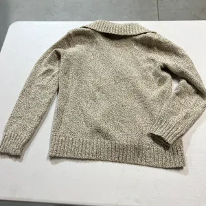 Tan Beige Marled Full Zip Up Knit Sweater Jacket XSmall EUC thumbnail 5