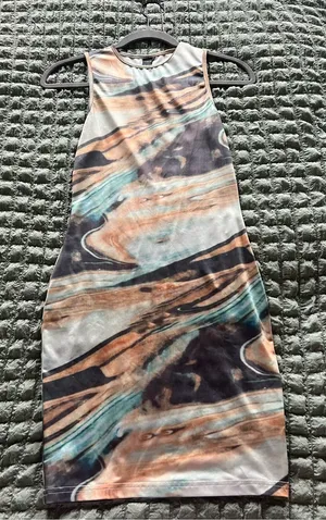 SHEIN Marble Swirl Sleeveless Bodycon Dress - Teal, Tan, Black thumbnail 1