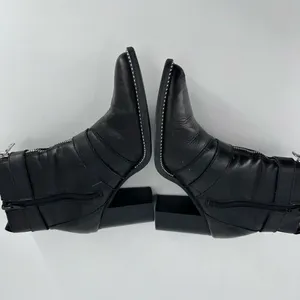 Steve Madden studded double‎ side zippers Ankle Booties Leather buckles size 7.5 thumbnail 4