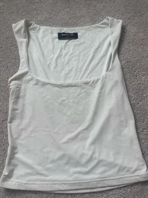 White fox square neck white tank top thumbnail 1