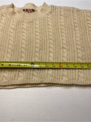 Bailey Rose Sweater Women Sz S Ivory Cable Knit Cropped Chunky Apres Ski thumbnail 4