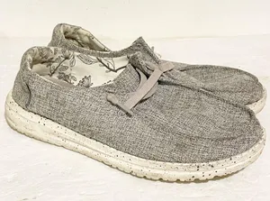 Hey Dude Wendy Linen Size 7 Loafers Gray Woven Slip On Flats Shoes thumbnail 3