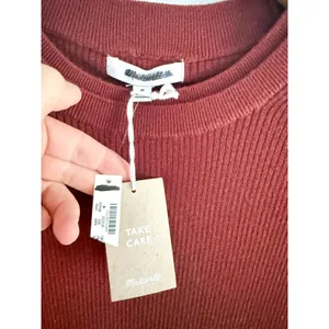 Madewell | NWT Double Layered Crewneck in Merino-Silk Blend Deep Rust | Sz M thumbnail 6