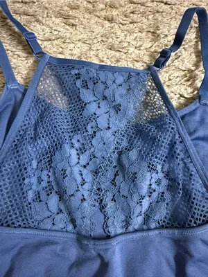Cacique Cornflower Blue Lace X Crossover Back Bralette - size 14/16 thumbnail 4