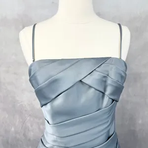 Eden Bridesmaids Cocktail Dress Womens 4 Blue‎ Satin Ruched Formal Minimal Chic thumbnail 2