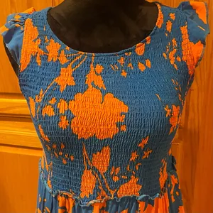 Anthropologie Abel The Label Charlie Floral Tiered Maxi Dress Blue Orange Small‎ thumbnail 10