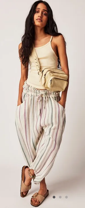 Lust Over Yarn Dyed Pants free people sundrenched stripe casual barrel fall $108 thumbnail 1