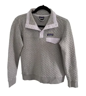 Patagonia Women's Organic Cotton Quilt Snap T Pullover Gray And Lilac Sz‎ XS thumbnail 1