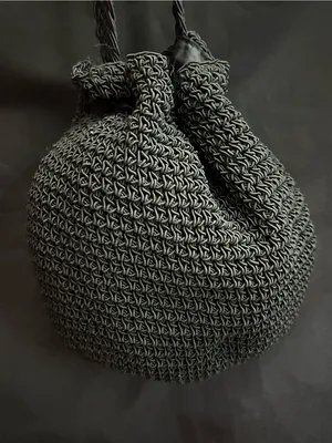 Black Crochet Drawstring Crossbody Bag thumbnail 9