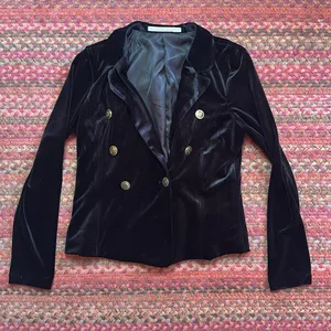 Mosaic & Co BLACK VELVET GOLD NAUTICAL BUTTON BLAZER JACKET captain admiral thumbnail 4