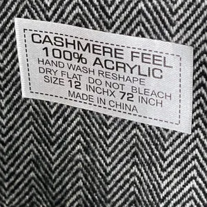 Black and White Herringbone Scarf With Fringe 100% Acrylic thumbnail 5