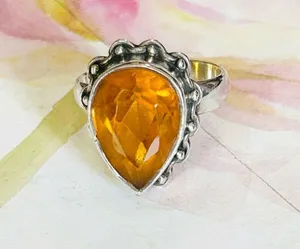 Pear Topaz and Sterling Silver Ring SZ 5 thumbnail 2