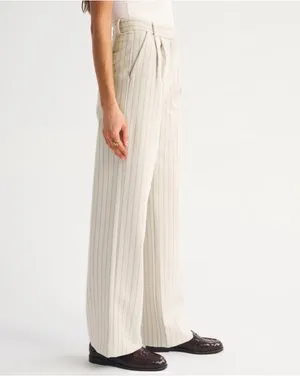 Abercrombie & Fitch Cream Pinstripe Wide-Leg Pants thumbnail 3