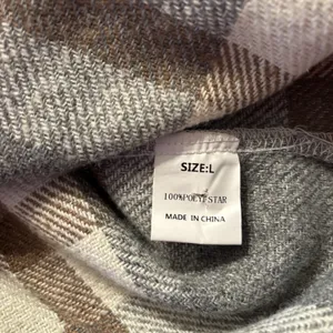 Women's Plaid Shacket Jacket Size Large.‎ Cream, Grey, Brown thumbnail 6