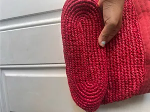 American Eagle Red Raffia Straw Tote Bag Woven Beach Summer Boho Handbag thumbnail 3