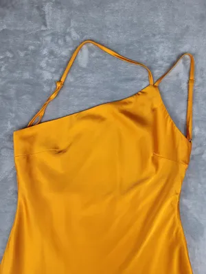 Riley Hubatka x Peppermayo Orange Satin One Shoulder Mini Dress Size US 8 thumbnail 4