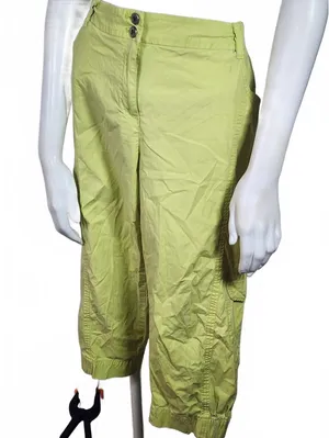 Chico's Women's Lightweight Cargo Capri Pants Size 2 (Large) Lime Green thumbnail 1