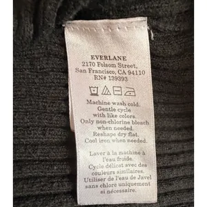 Everlane Womens LOrganic Cotton Poncho Sweater Black Side Slit Crew Neck Ribbed thumbnail 8