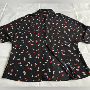 Vince Camuto Black Button-Up Blouse with Red, White‎ & Blue Polka Dots thumbnail 6