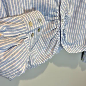 AMO Striped Linen Blend Cropped Long Sleeve Button Down Shirt - size Small thumbnail 4