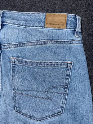 American Eagle Mom Jeans High Rise Stretch Denim Tapered Womens Sz 8 Distressed thumbnail 5