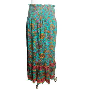 Lola Australia floral boho printed maxi skirt button front‎ sz M thumbnail 2