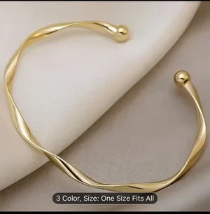 Elegant Twisted Cuff Bangle Adjustable, Simple , Chic Open Design Jewelry Gold thumbnail 3