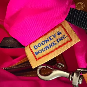Dooney & Bourke Nylon Satchel Bag Khaki Tan Leather Trim Pockets Hot Pink‎ thumbnail 15