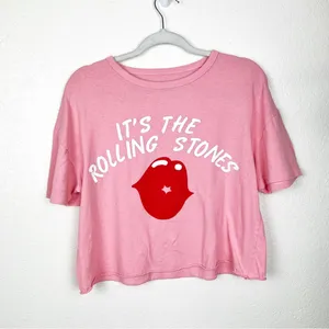 Bravado The Rolling Stones Pink Crop Band Tee 100% Cotton Size Medium thumbnail 2