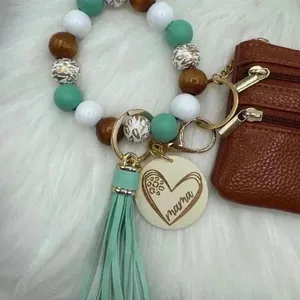 Carmella Brown Wristlet Wallet with Mom Keychain tassel thumbnail 5