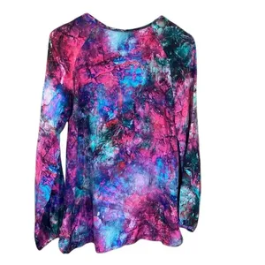 Amanda Uprichard Sz P/XS 100% Silk Faux Wrap Colorful Peek a boo Top #200 thumbnail 8