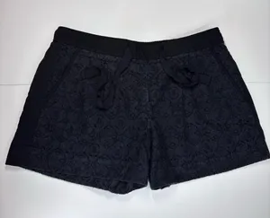 Ann Taylor LOFT Black Lace Overlay Drawstring Shorts EUC Size 2 thumbnail 1