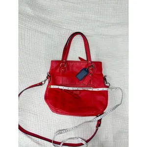 Women's Coach Orange red Leather Crossbody Bag One Size with Navy Blue Charm thumbnail 4