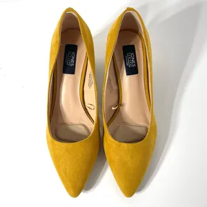 Jones New York Mustard Vegan Suede Chunky Metallic Heel Pumps Size 6 thumbnail 3