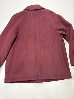 Michael Kors Wool Blend Wine Red Single-Breasted Wool Peacoat with Gold Buttons thumbnail 11