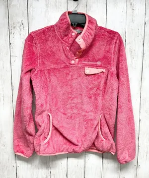 Free Country Pullover Women Small Pink‎ Collared Button Fleece Kangaroo Pocket thumbnail 1