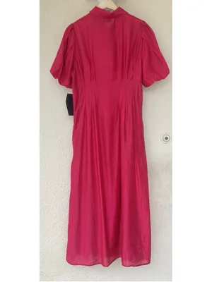 Tuckernuck Raspberry Organza Delaney Dress L Puff Sleeves Collar Wedding Guest thumbnail 7