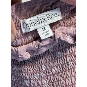 OPHELIA ROE Mauve Polka Dot Off‎ Shoulder Smocked Dress Womens 1x thumbnail 7