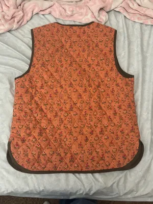 Free People Quilted Floral Peach Tie-Front Vest thumbnail 11