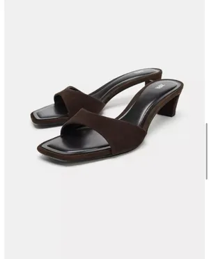 Zara Brown Suede Open-Toe Mid Heel Slide Mules thumbnail 8